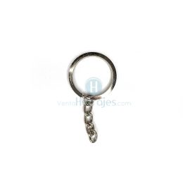 LL 026 HERRAJE LLAVERO PLANO CON CADENA NIQUEL  25MM