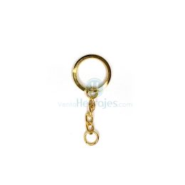 LL 024 HERRAJE LLAVERO PLANO CON CADENA DORADO 20MM